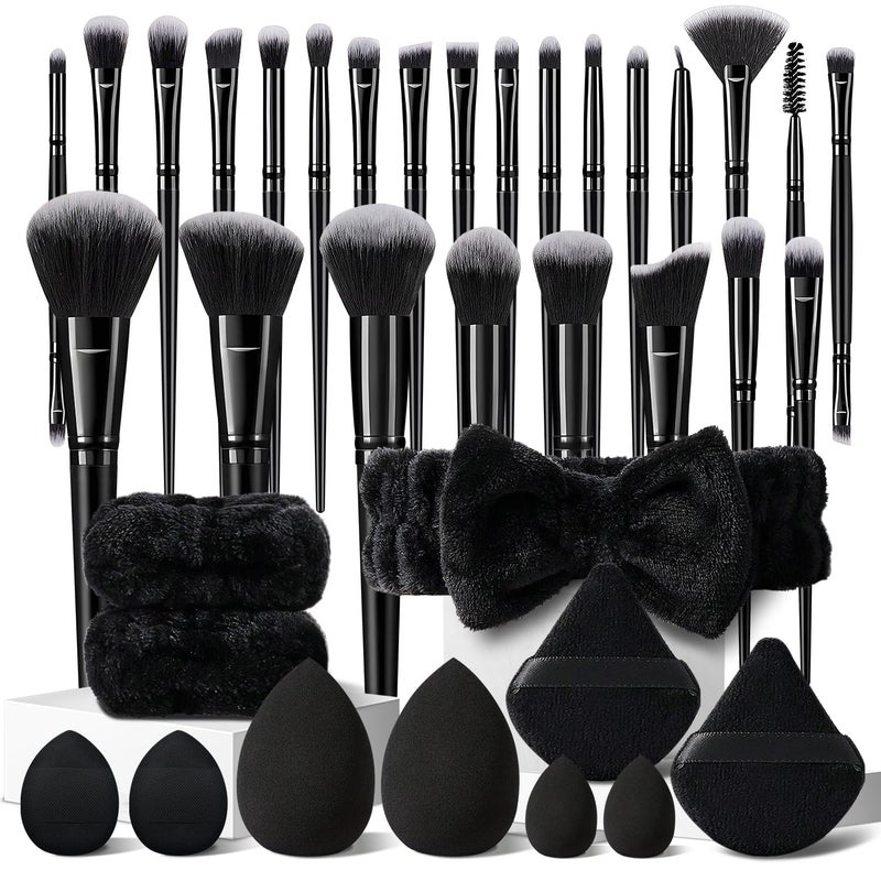 HGHDBT 36Pcs Black Makeup Brushes Set Professional Makeup Kit Multifunctional Makeup Tool Set with Facial Makeup Accessories Foundation Makeup Brush Kit Eye and Face Make up Brushes  Tools